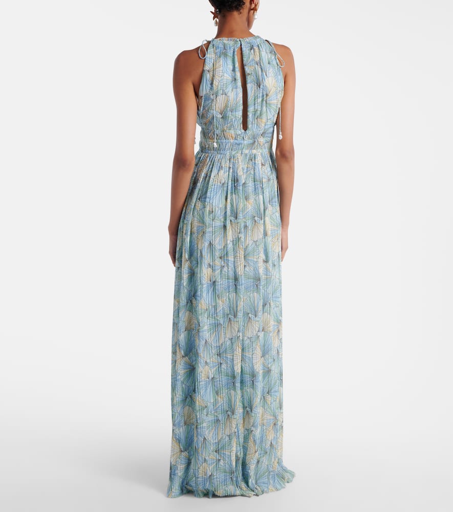 Yardley floral pleated chiffon gown