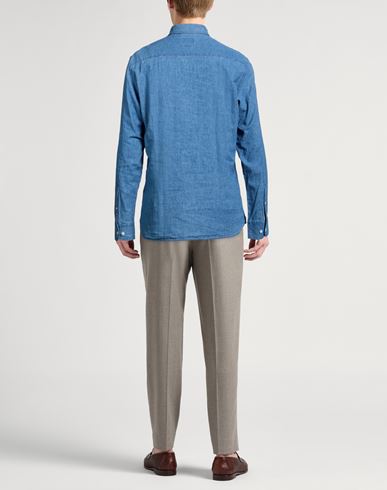 Man Shirt Blue Size XL Linen, Cotton