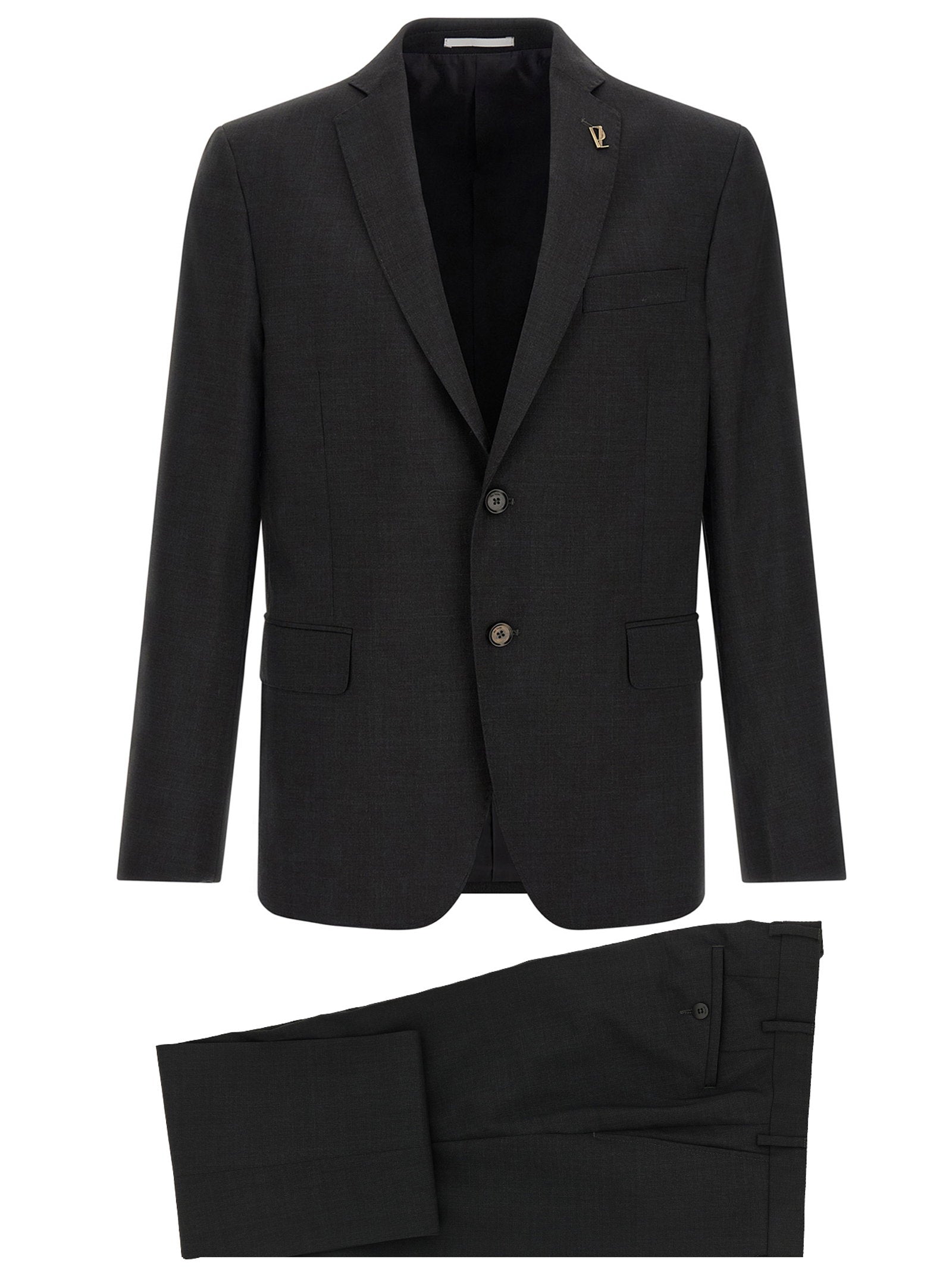 Wool Two-Piece Pant Suit — Anthracite