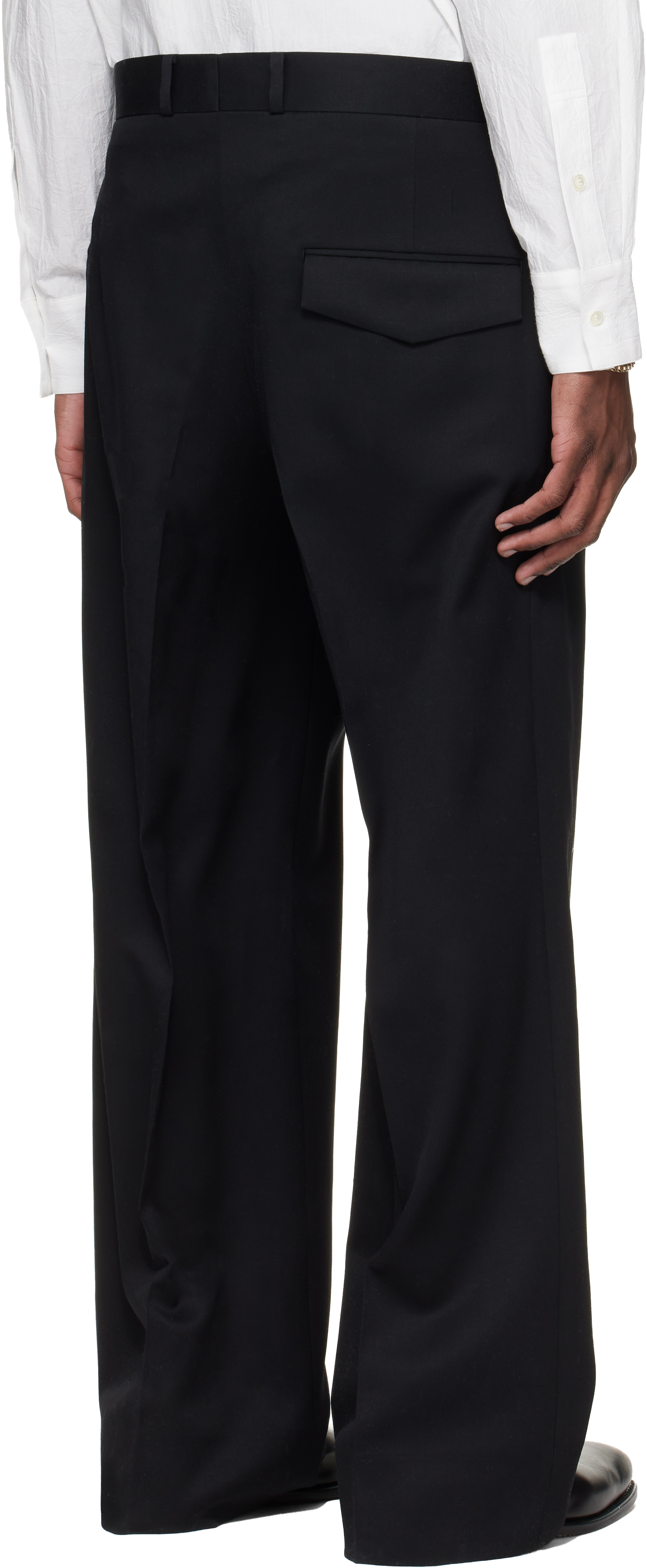 Black Pleated Tailored Trousers