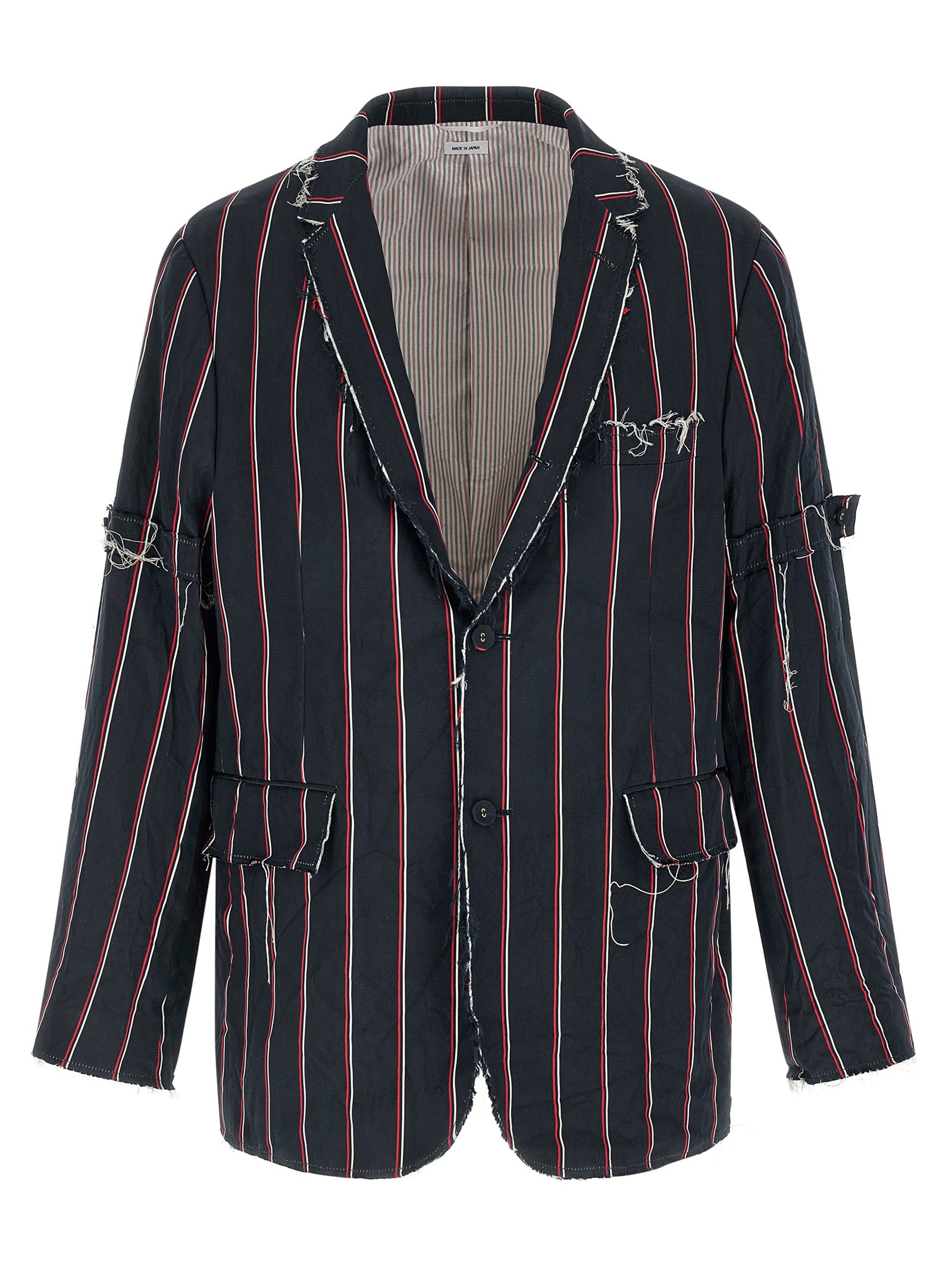 Mogador Striped Silk Blazer — Navy