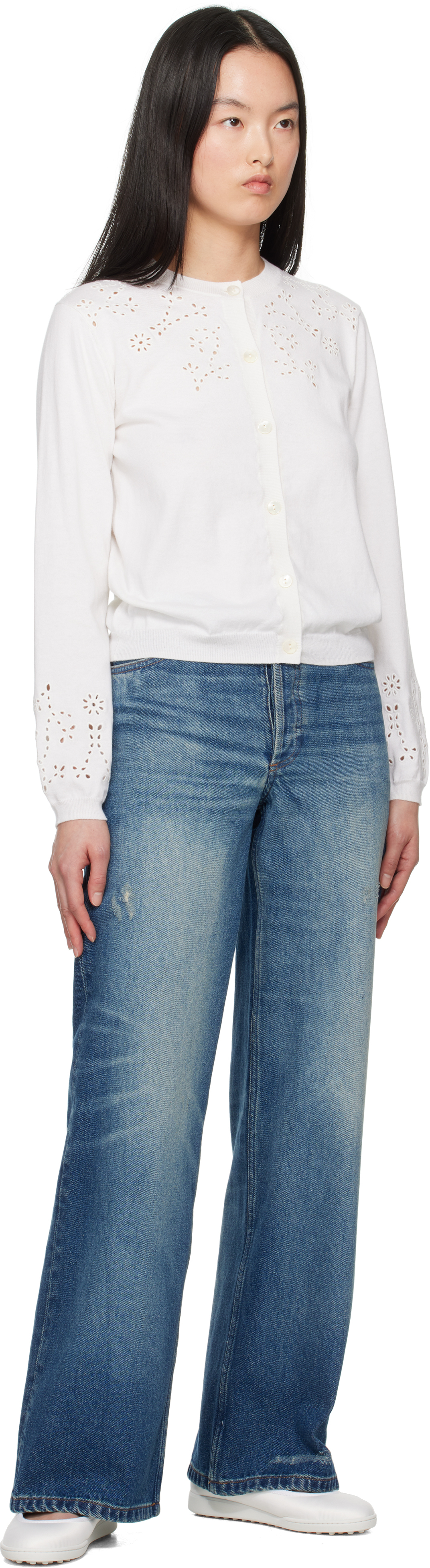 A. P.C. White Moe Mary Jane Ballerina Flats