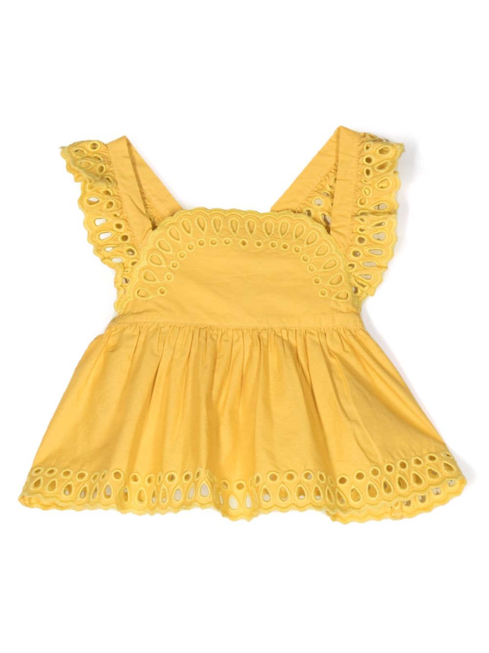 Broderie-anglaise flared blouse - Yellow