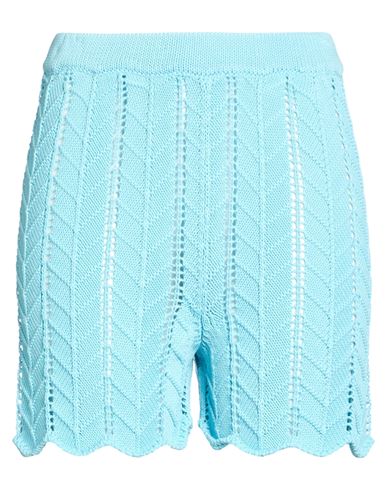 Woman Shorts & Bermuda Shorts Azure Size 2 Cotton