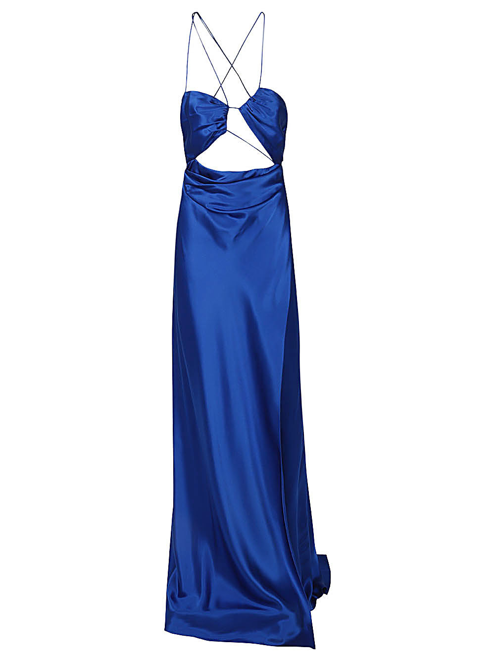 Asymmetric Silk Dress — Blue