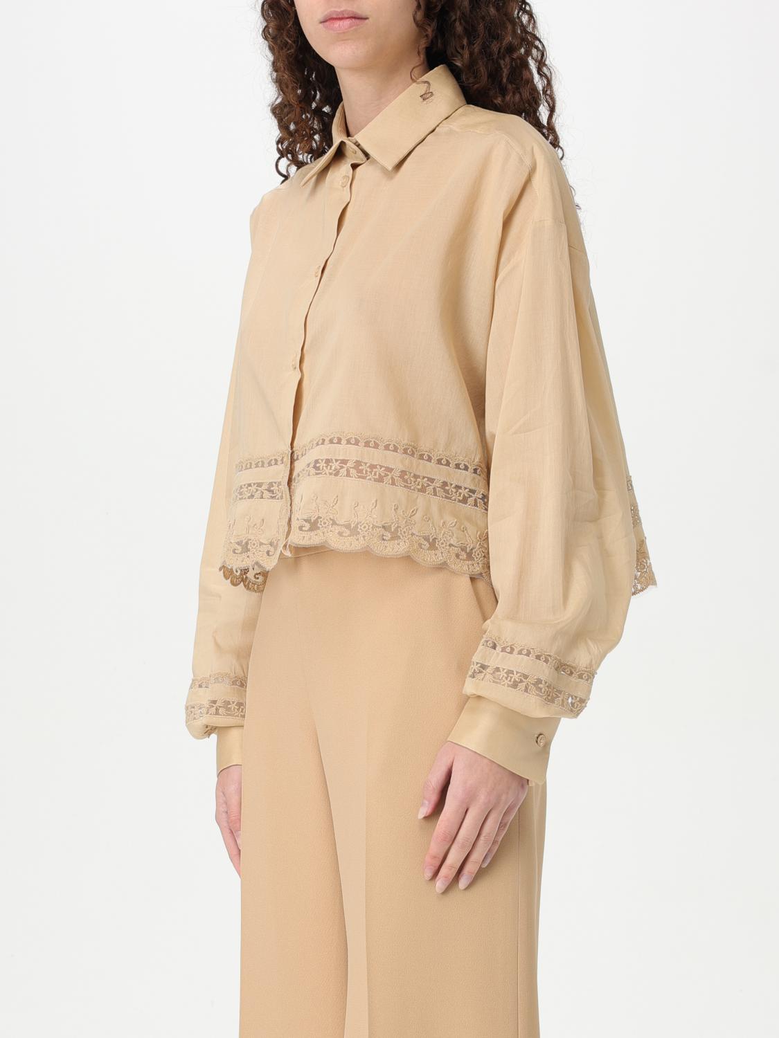 Floral-embroidery shirt - Neutrals
