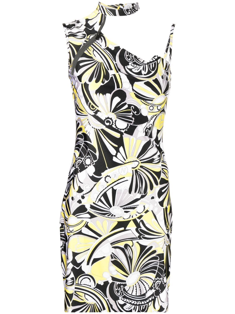 Abstract-print cut-out dress