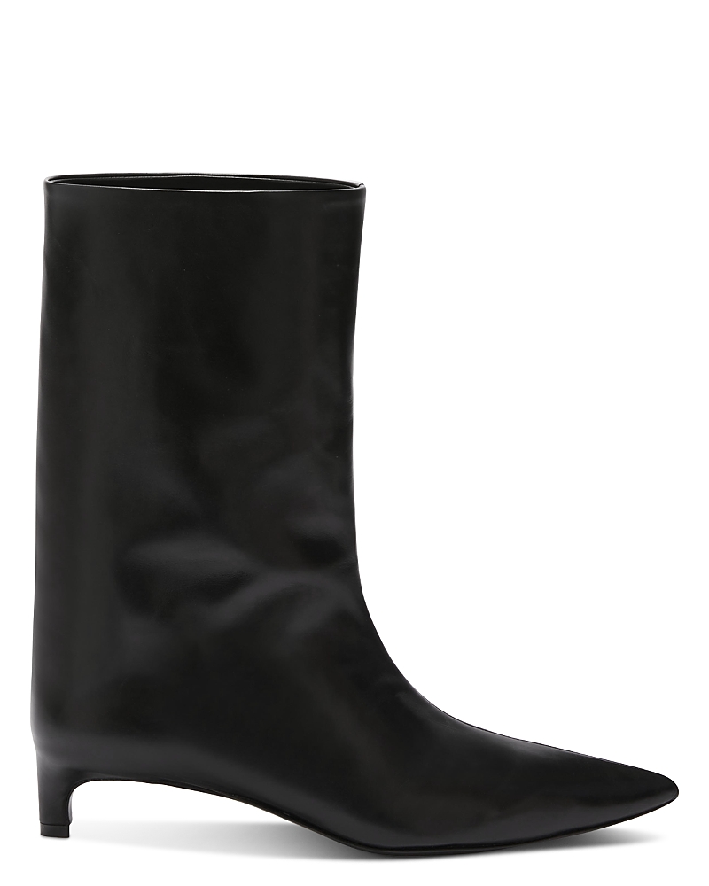 Pointed-toe leather boots - Black