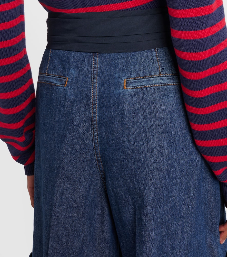 Bow-detail chambray Bermuda shorts