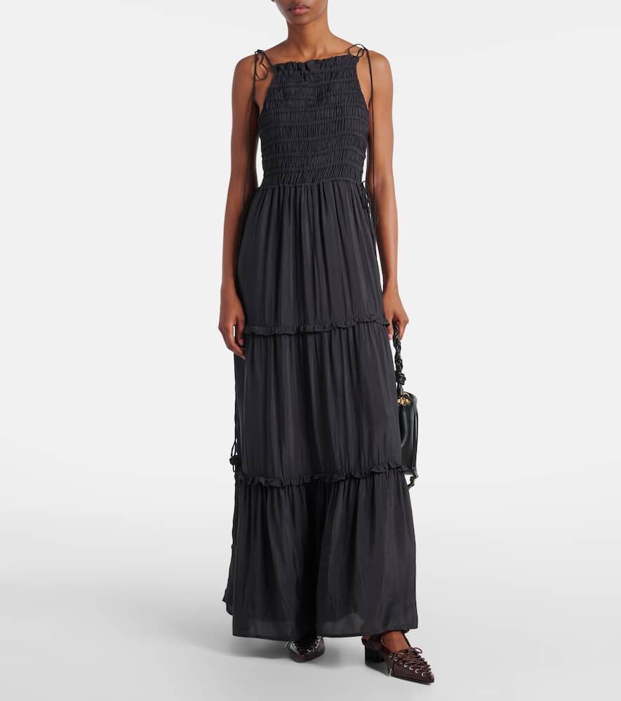 Smocked tiered maxi dress