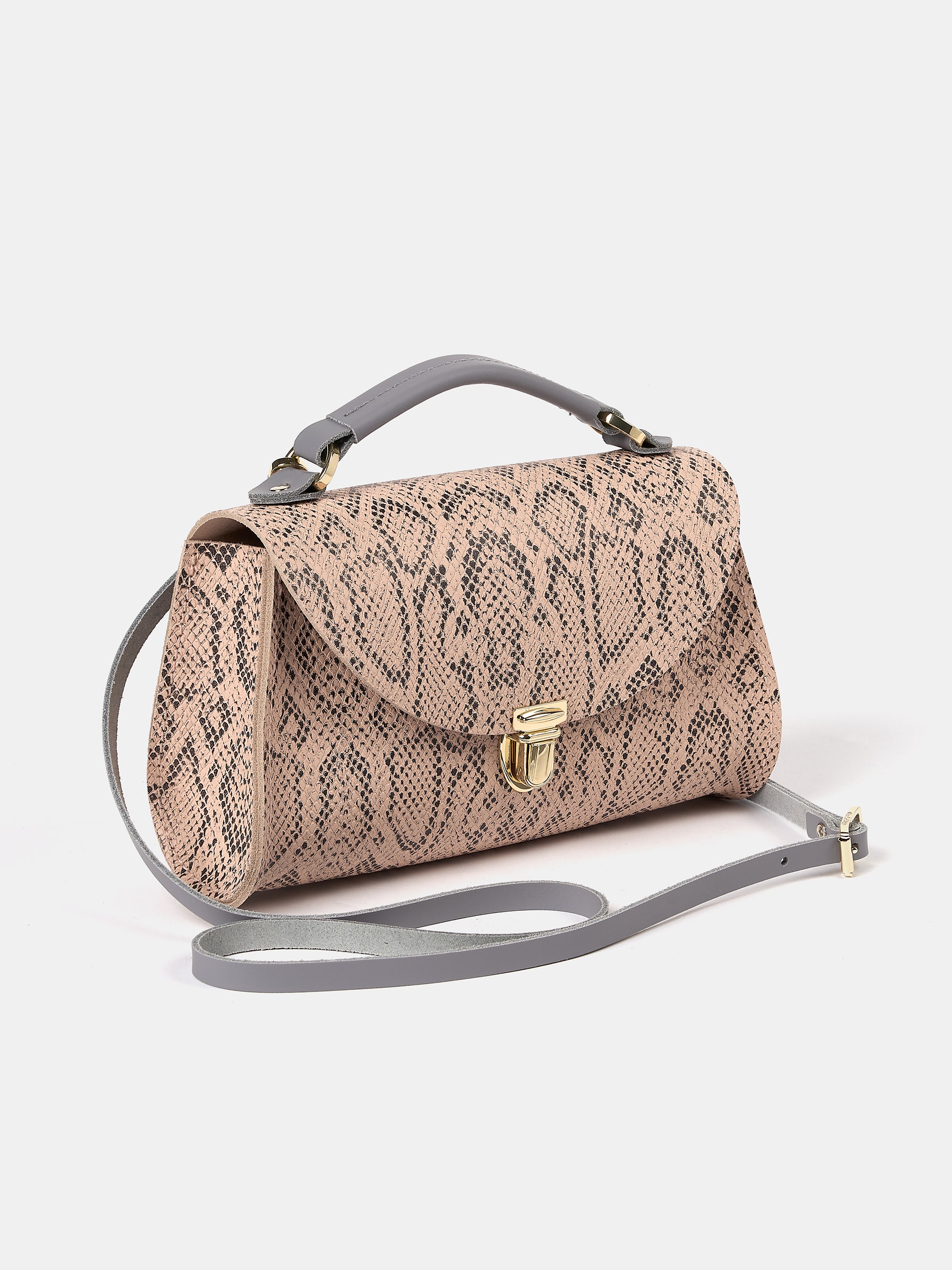 The Mini Poppy - Flax Matte Python & Slate Grey