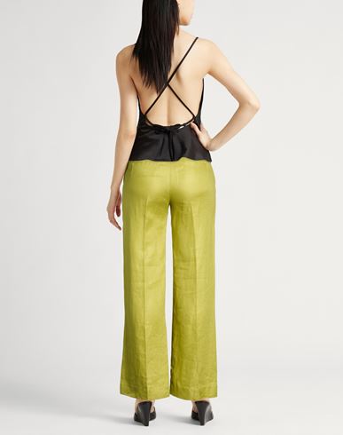 Woman Pants Lime green Size 10 Linen