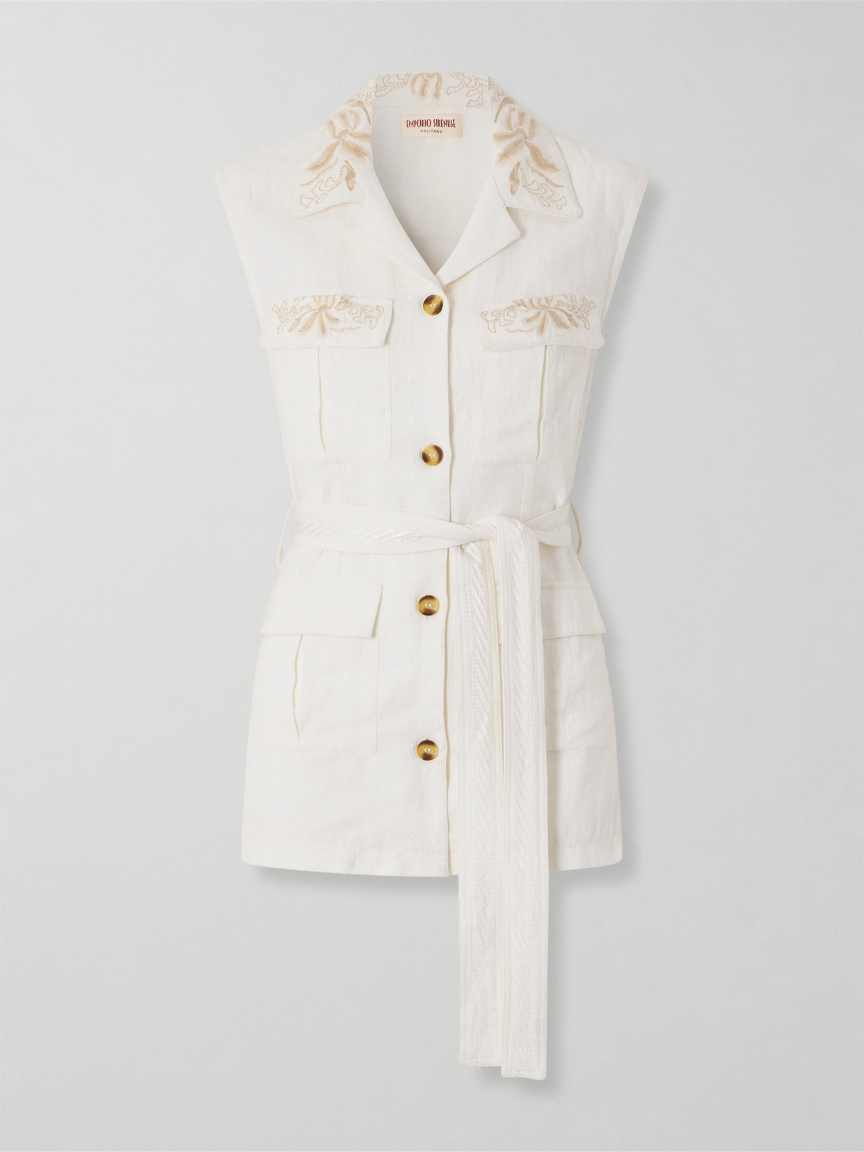 Daria Embroidered Linen-blend Vest - White