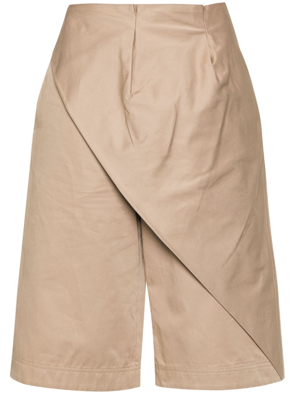 Overlapping faille pleated shorts - Neutrals