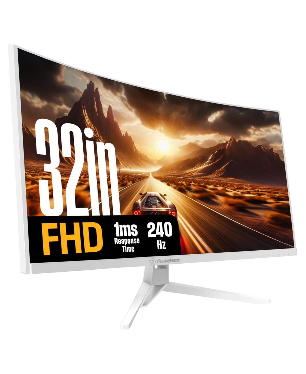 32 Inch Curved Full Hd Gaming Monitor 240Hz, Amd FreeSync, 1500R Curve, 1080p Display, Hdmi, Dp, Speakers - White