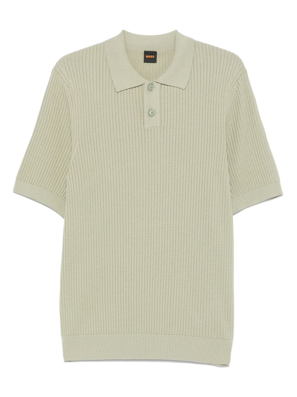 Ribbed-knit polo shirt - Green