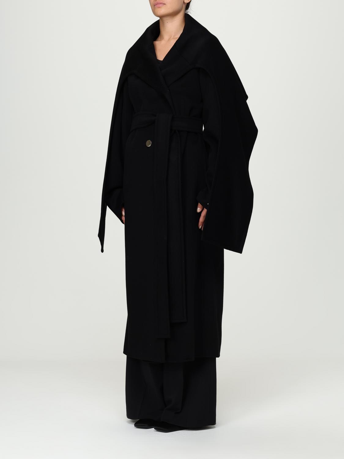 Shawl-collar belted coat - Black