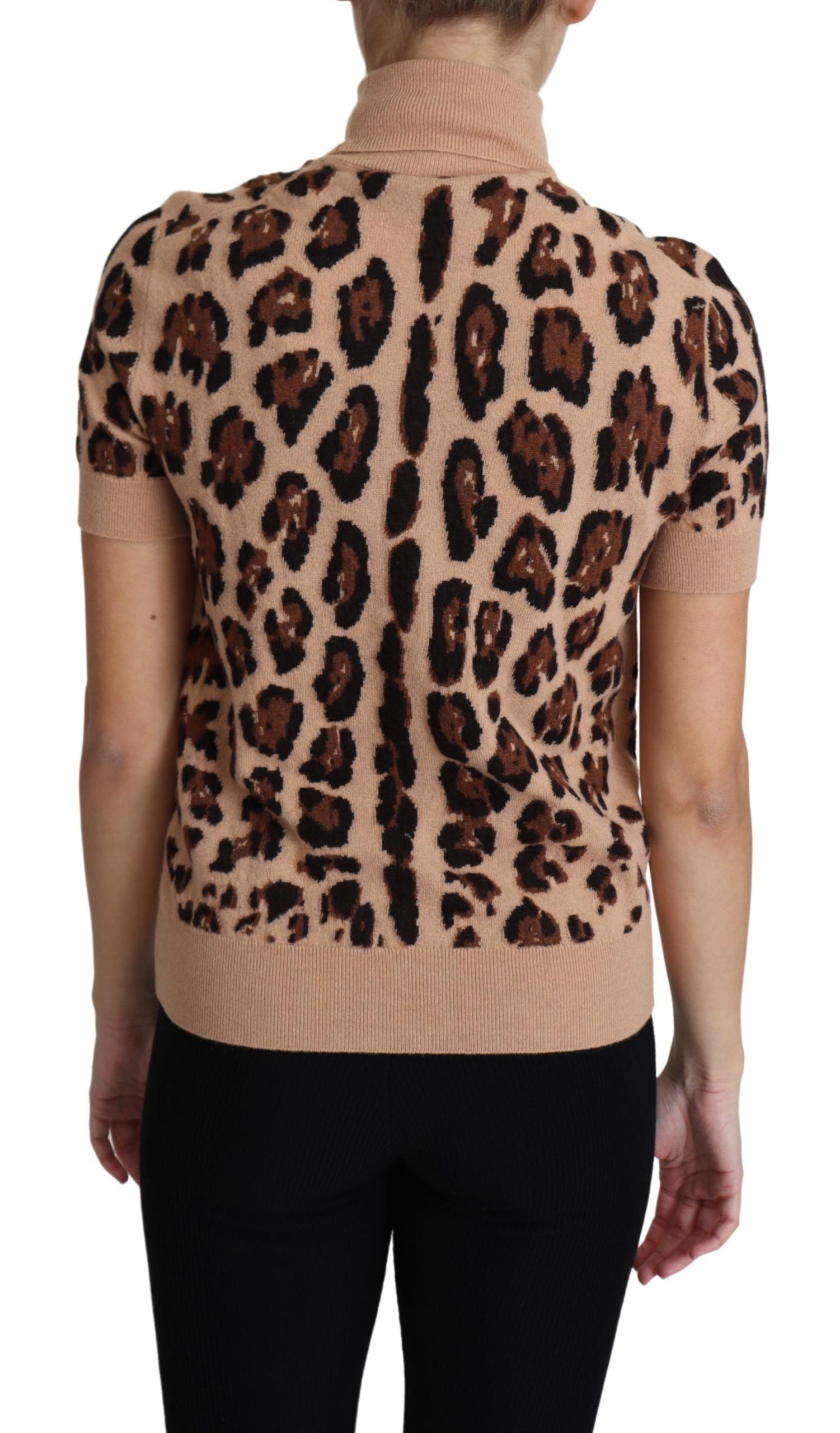 Leopard-Print Virgin Wool Sweater — Beige