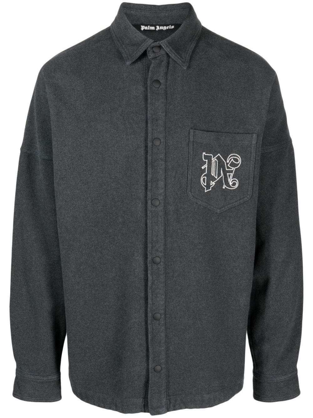 Logo-print shirt jacket - Grey