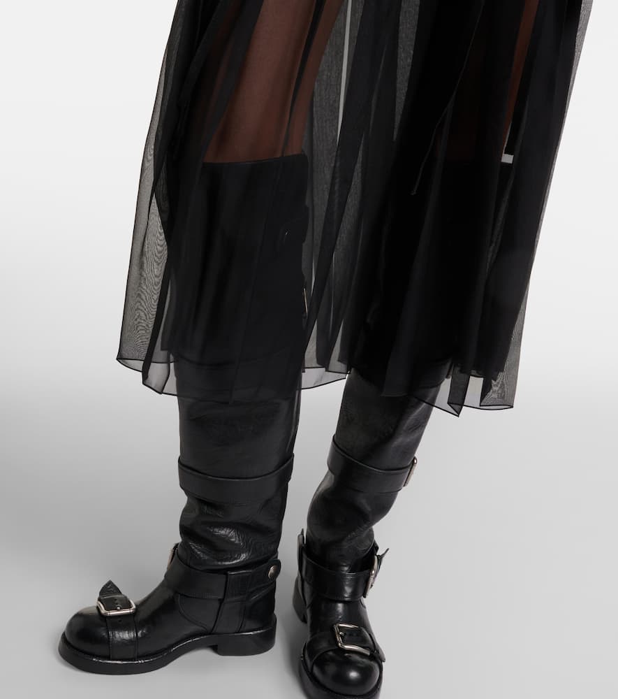Silk and cotton midi skirt