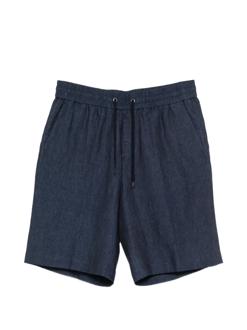Drawstring Linen Bermuda — Navy