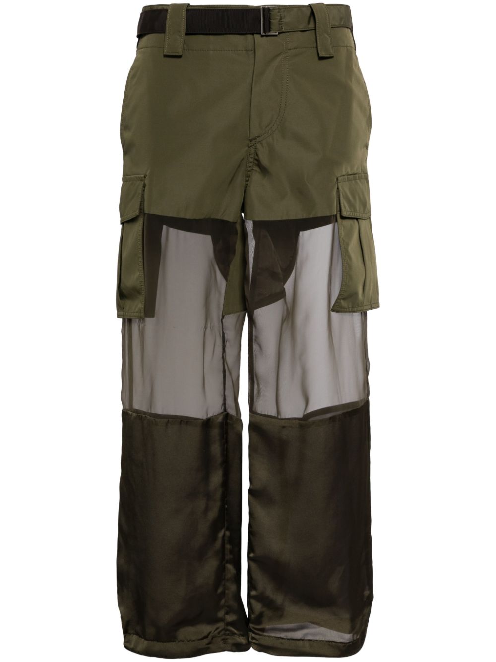 Sheer-panel cargo trousers - Green