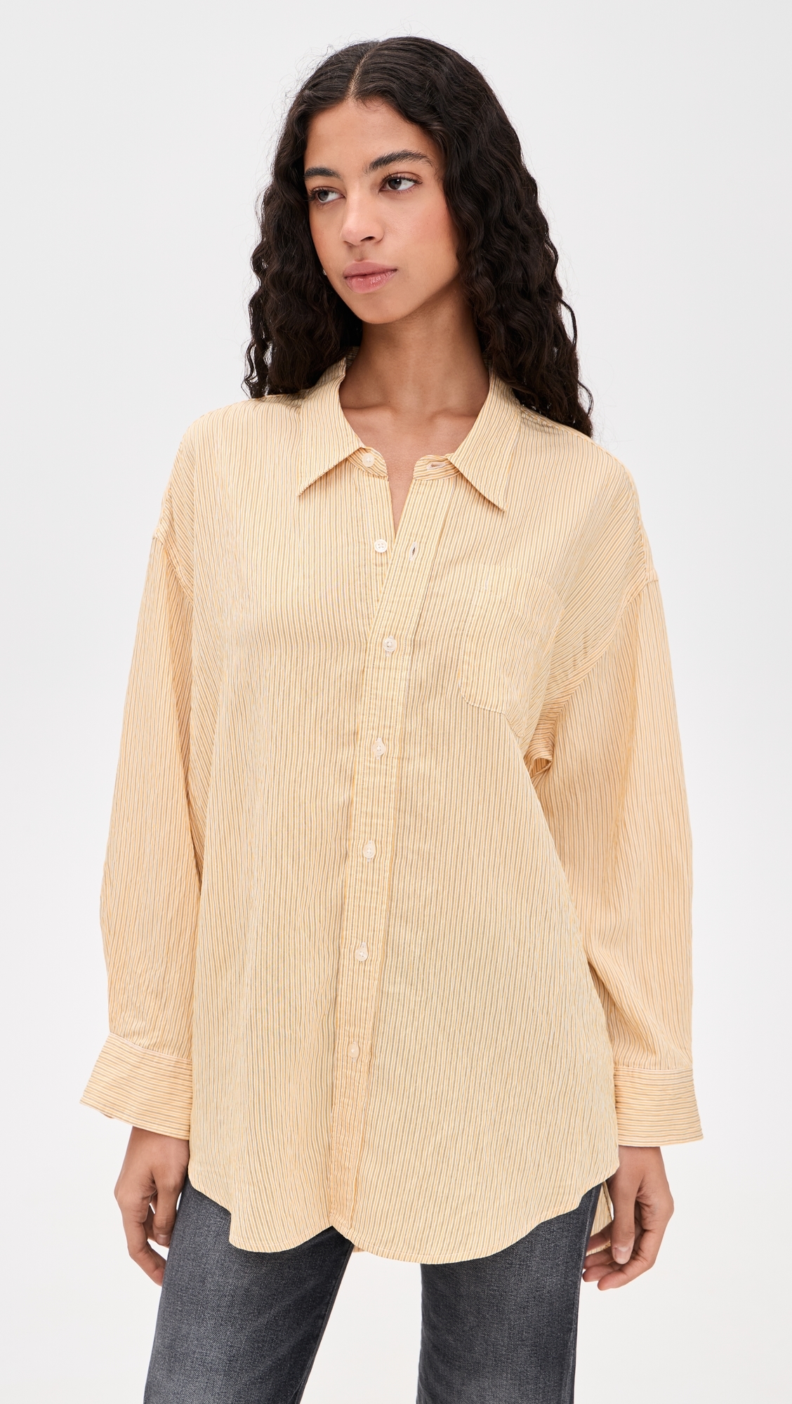 Drop Neck Shirt Orange Stripe
