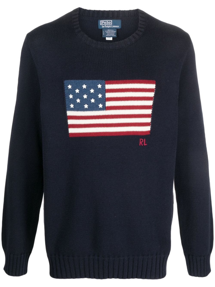 Flag Intarsia-knit Crewneck Jumper