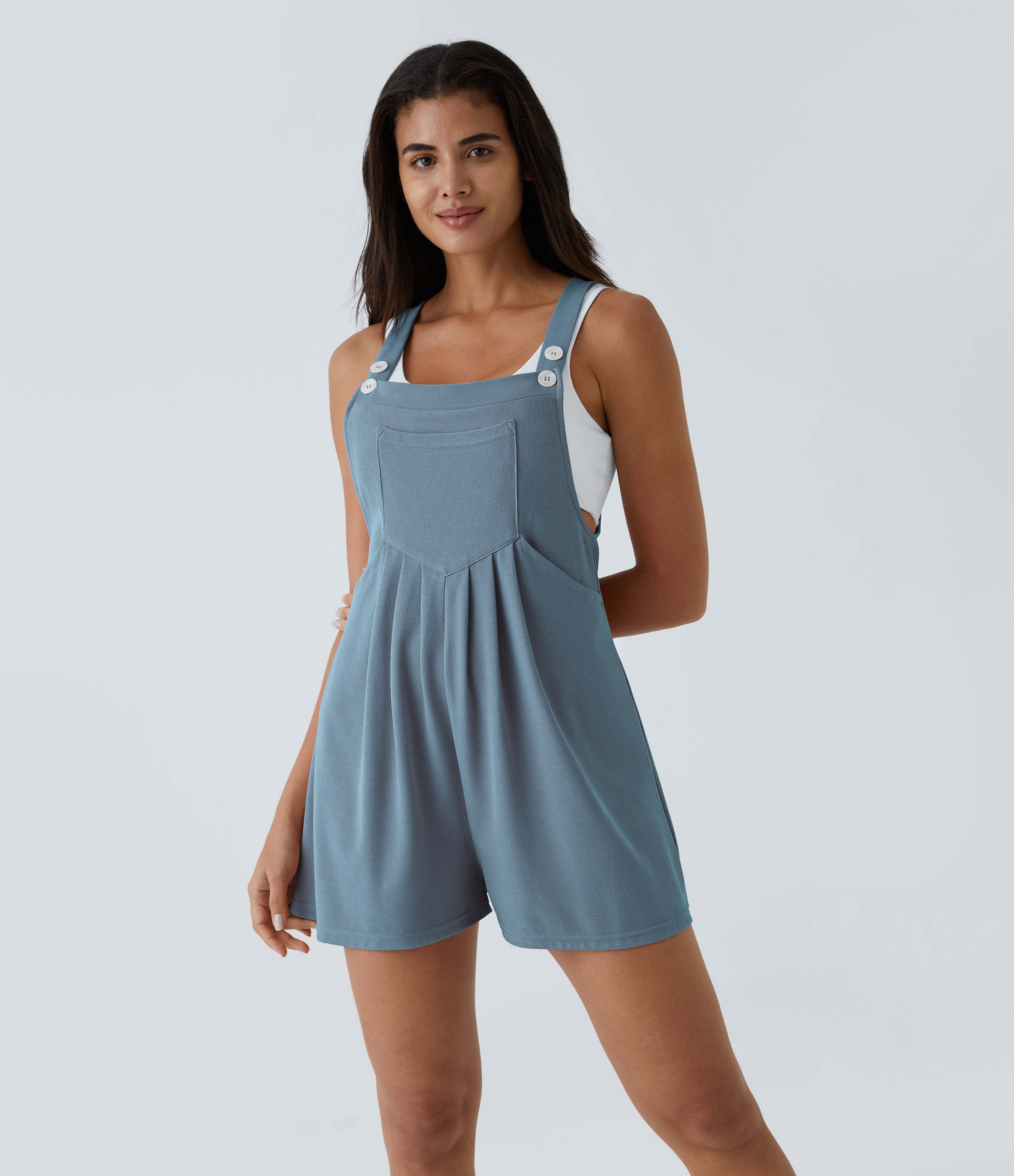 Pockets Waffle Casual Overalls  - Mountain Spring