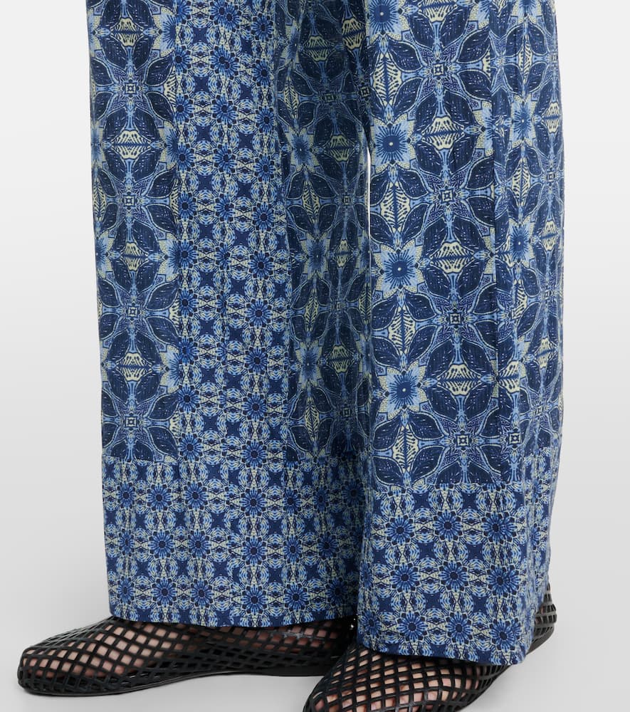 Kendra printed cotton wide-leg pants