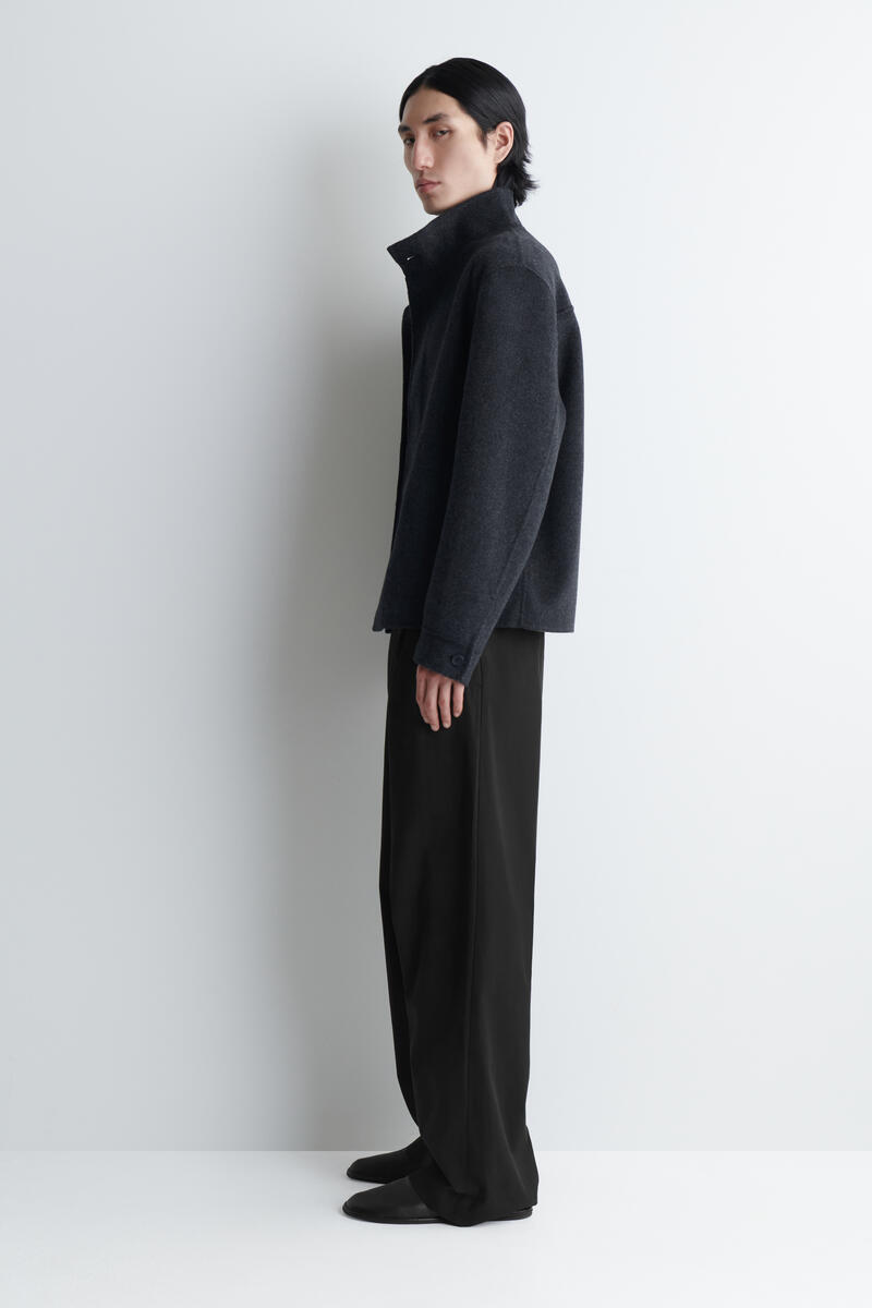 Double-Faced Wool Mock-Neck Jacket