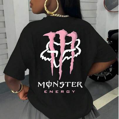 Fox Racing Monster Energy Ink Pink Motocross T-Shirt, Motocross Apparel, Boys & Girls, SCar, Unisex, LORA Archer, Soft And Comfortable, Perfect For Sp