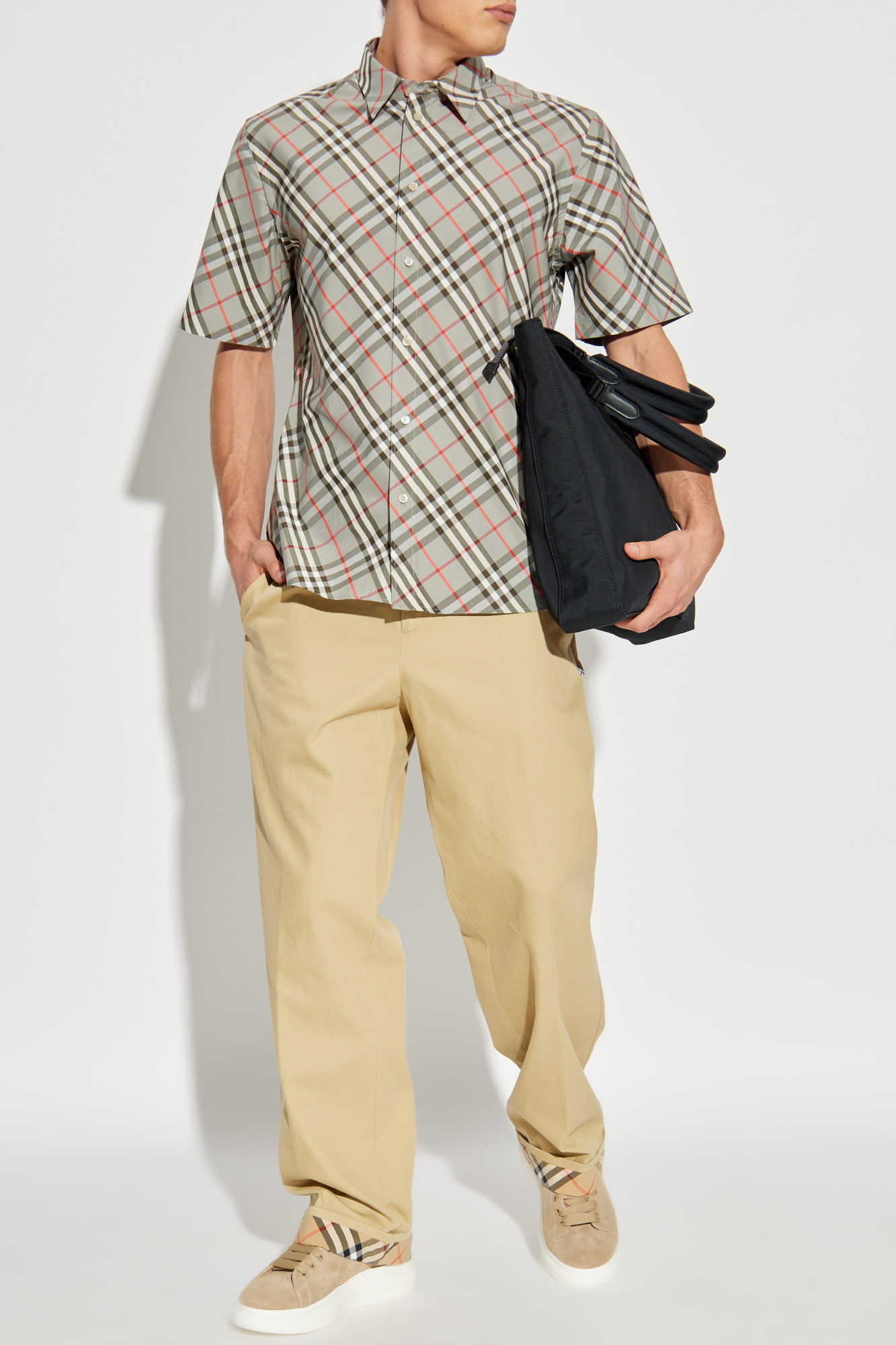 Creased Trousers, Men's, Beige