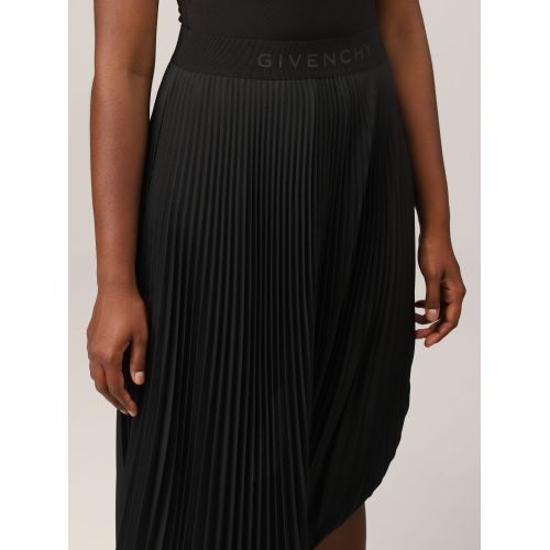 4G asymmetric pleated skirt - Black