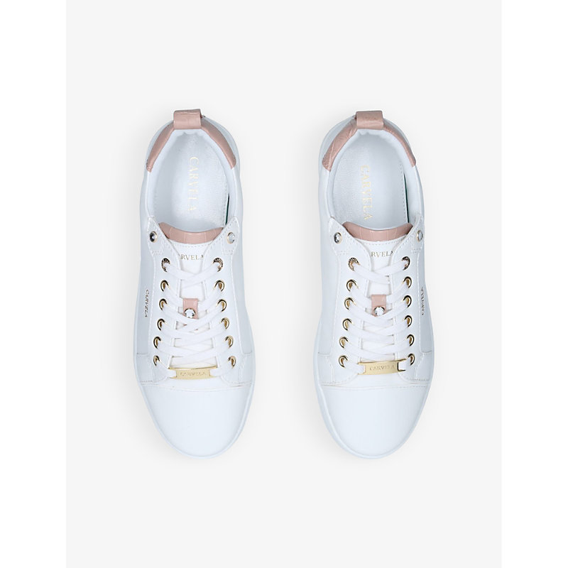 Womens White Joyful 2 Faux-leather Trainers