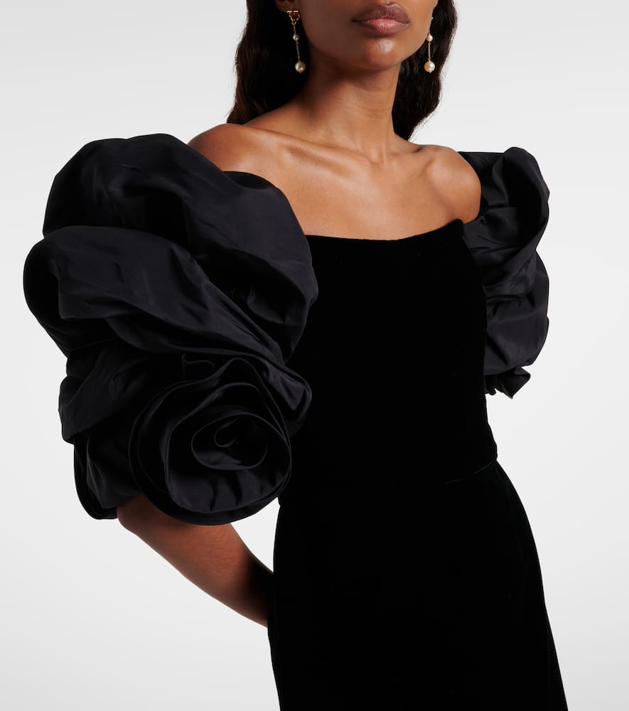 Off-shoulder velvet minidress
