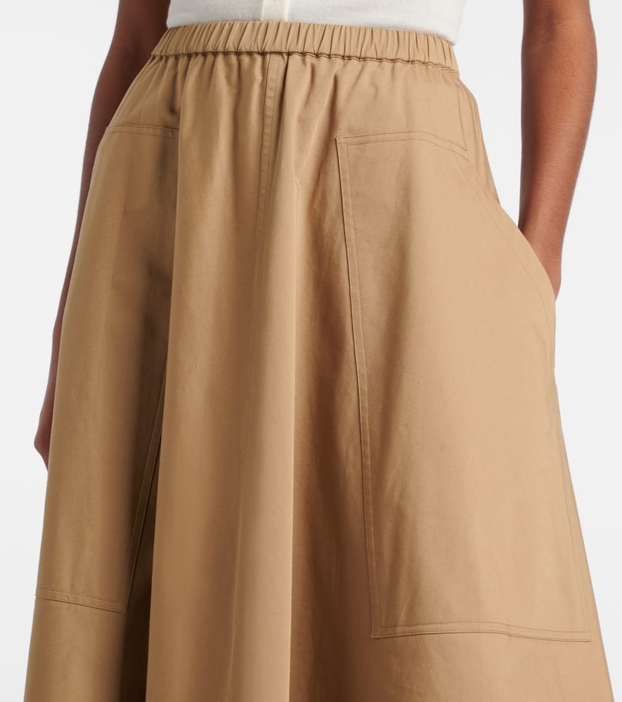 Cotton-blend midi skirt