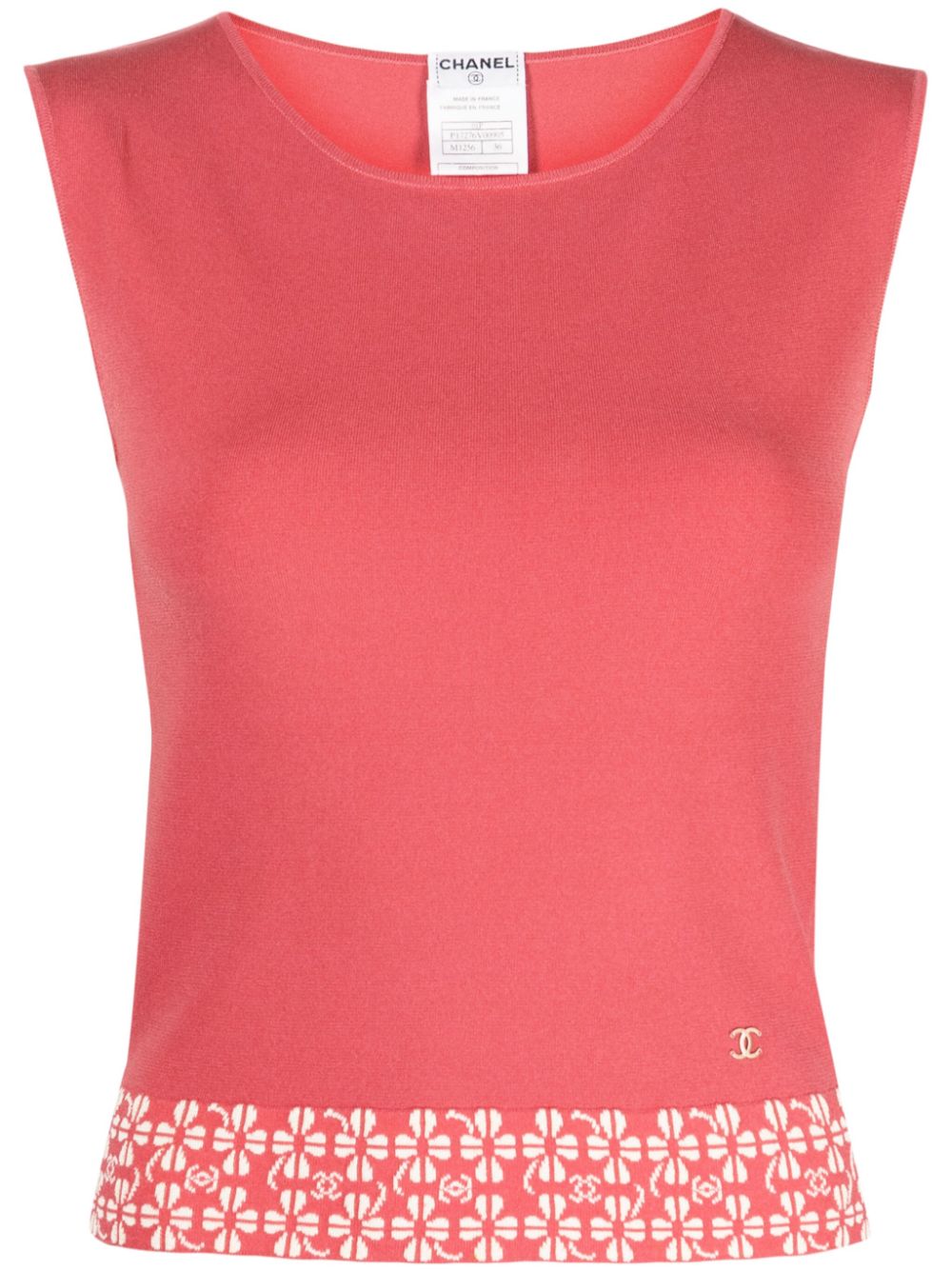2001 CC clover-jacquard sleeveless top - Pink