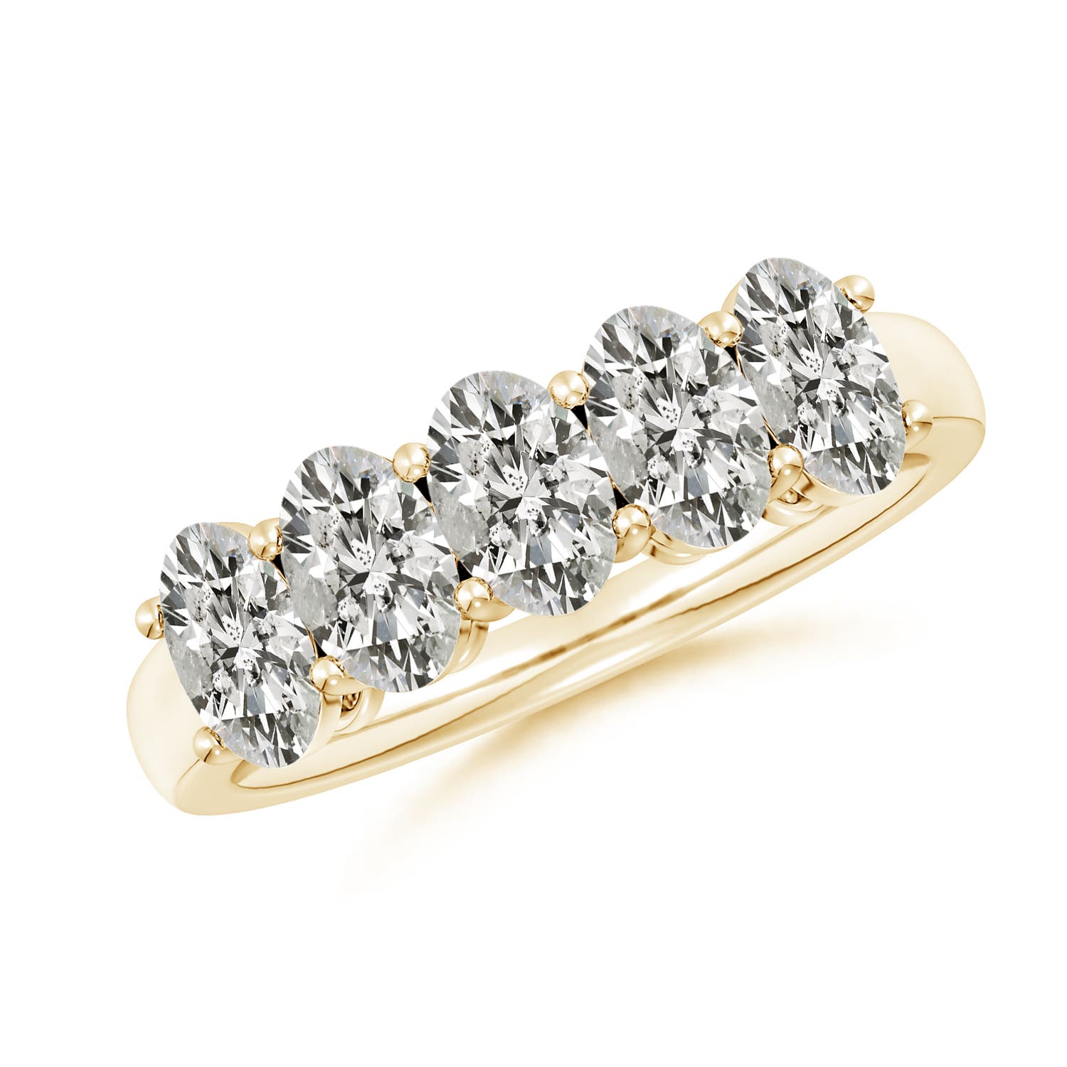 Angara 2.15 Carats Prong-Set Oval Diamond Five Stone Wedding Ring in 18K Yellow Gold