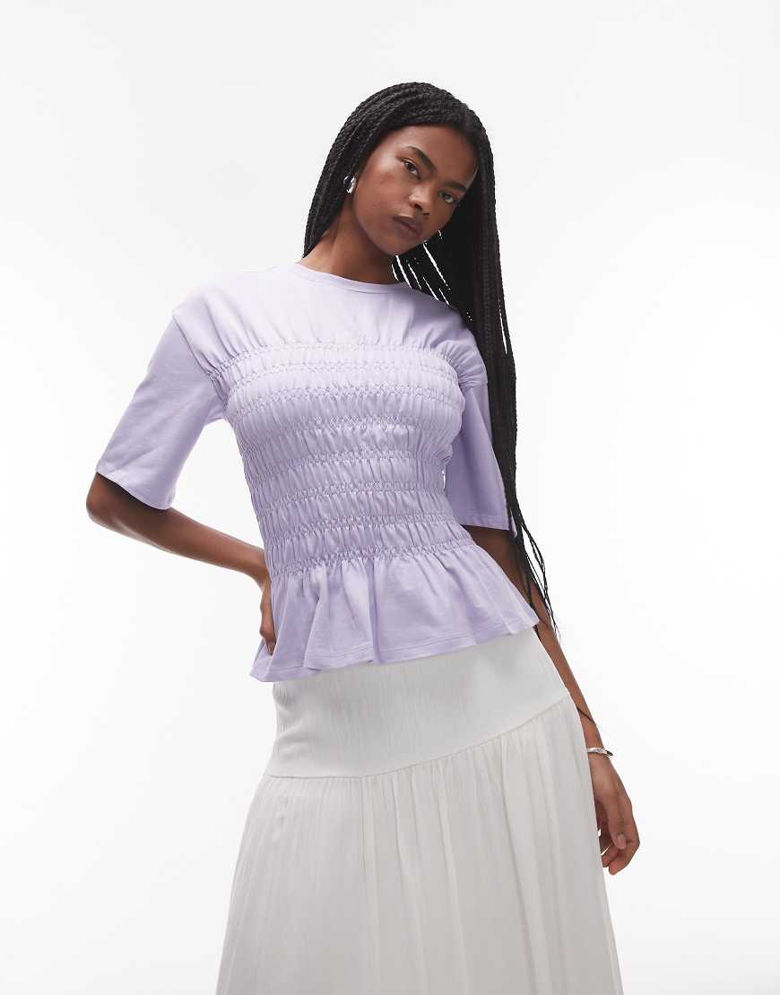 & Other Stories top with ruched corset detail in lilac-Purple