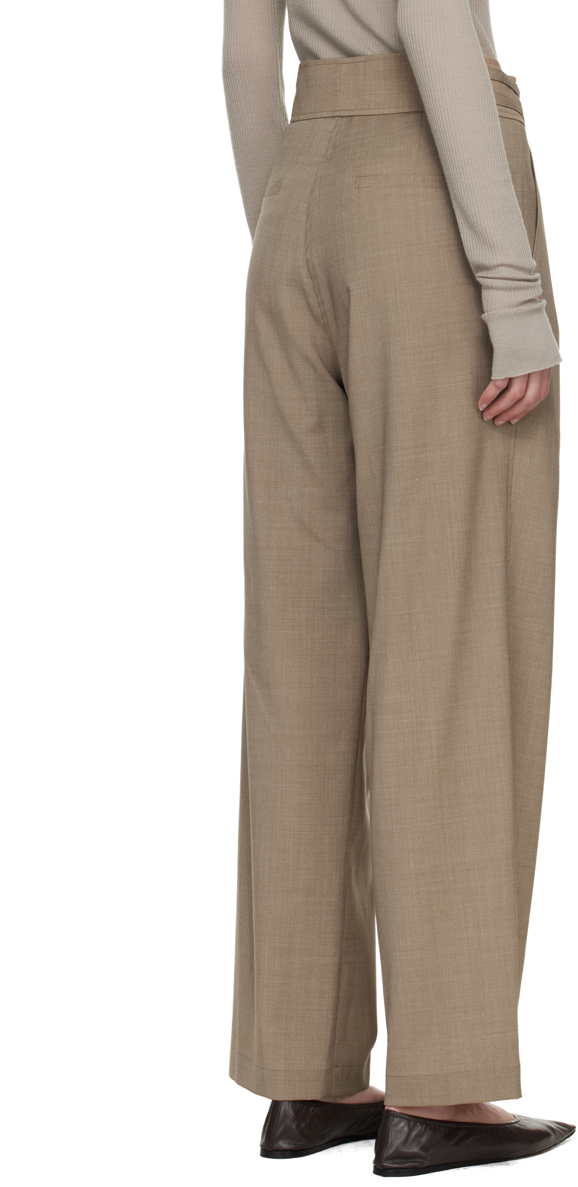 Brown Overwrap Wide Trousers