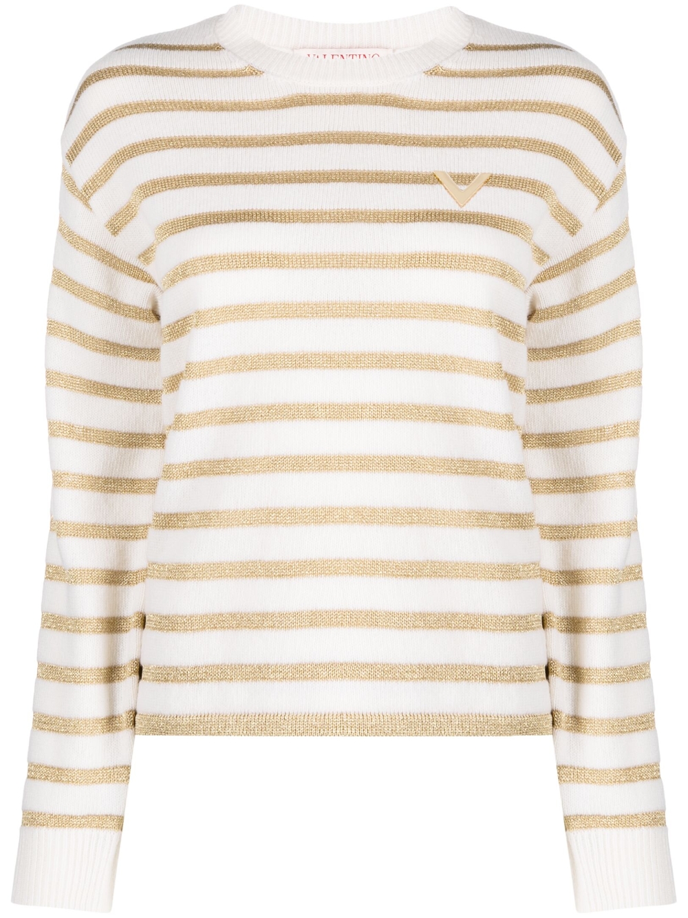 Striped logo-plaque jumper - Neutrals