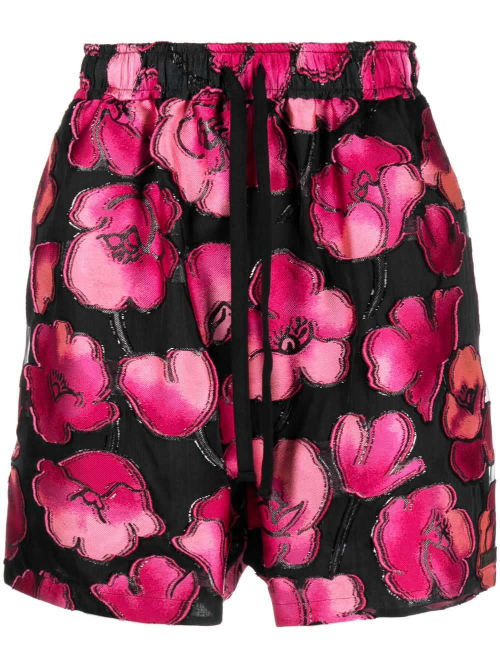 Floral-print drawstring shorts - Black