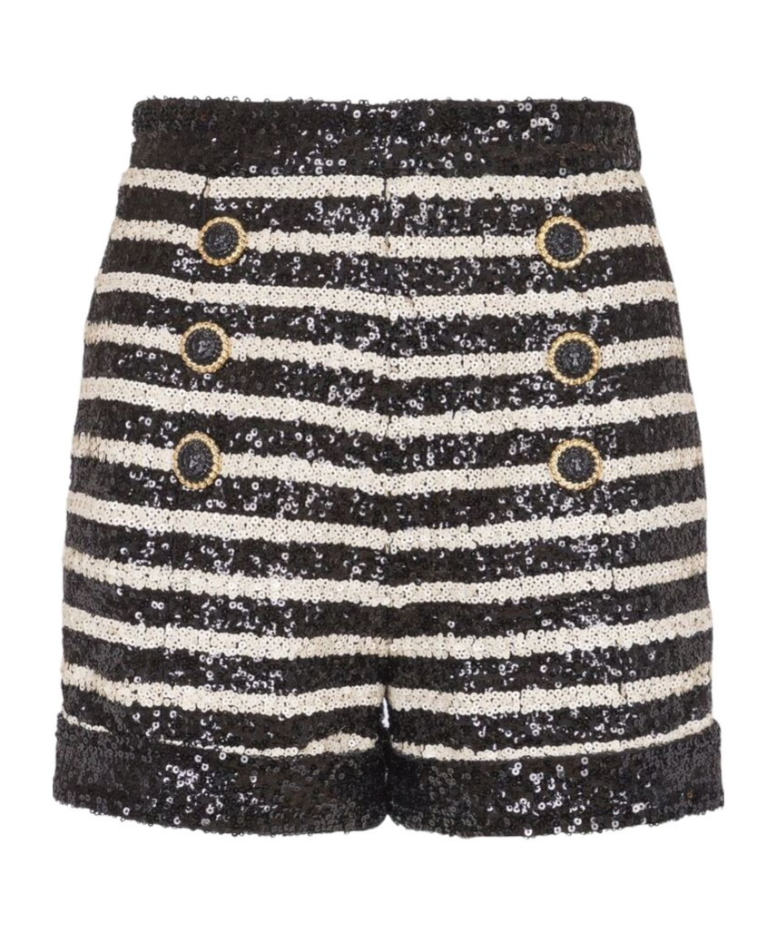 6-button striped shorts
