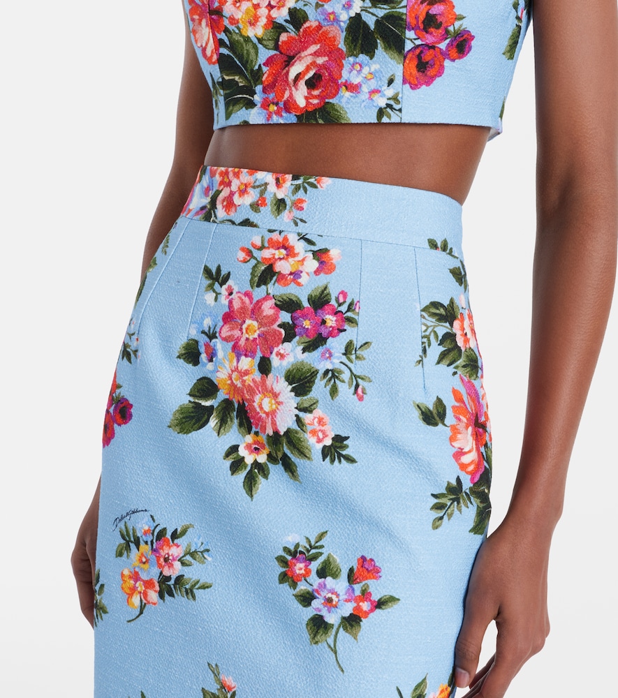 Floral cotton pencil skirt