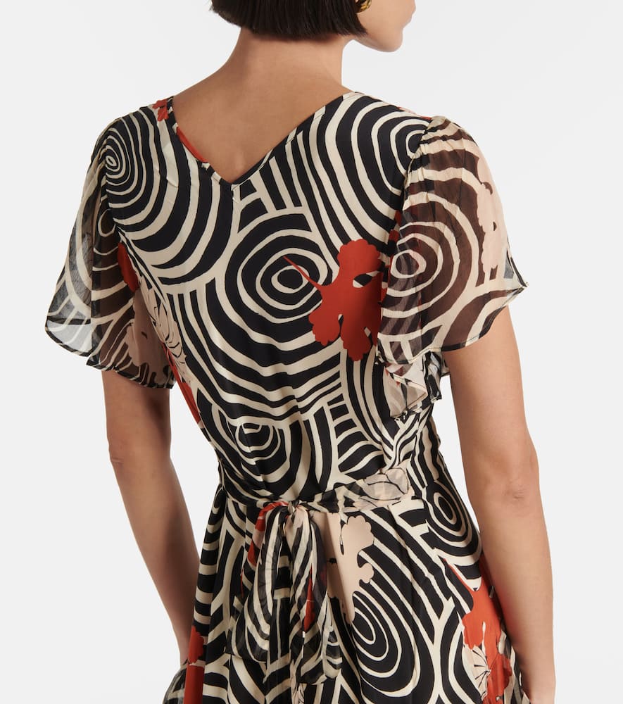 Rixo Evie printed ruffled silk maxi dress
