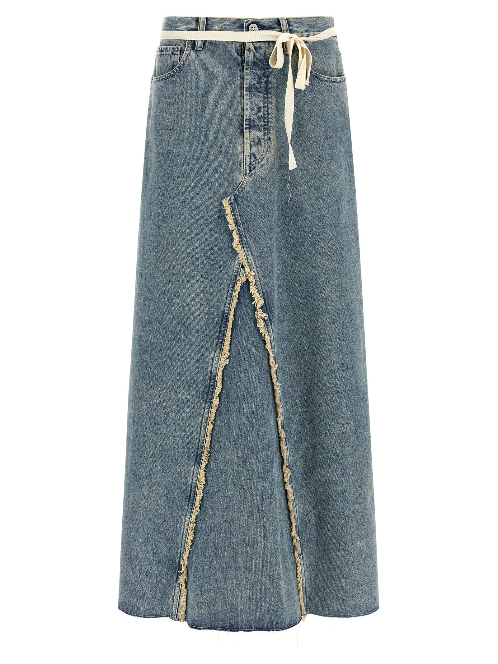 Frayed Denim Skirt — Blue