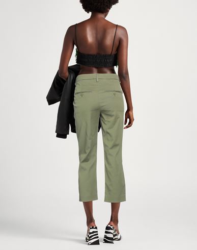 Dondup Woman Pants Military green Size 25 Cotton, Lyocell, Elastane
