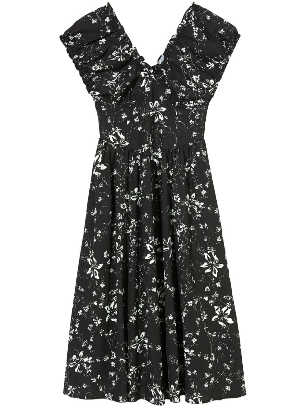 Floral-print midi dress - Black