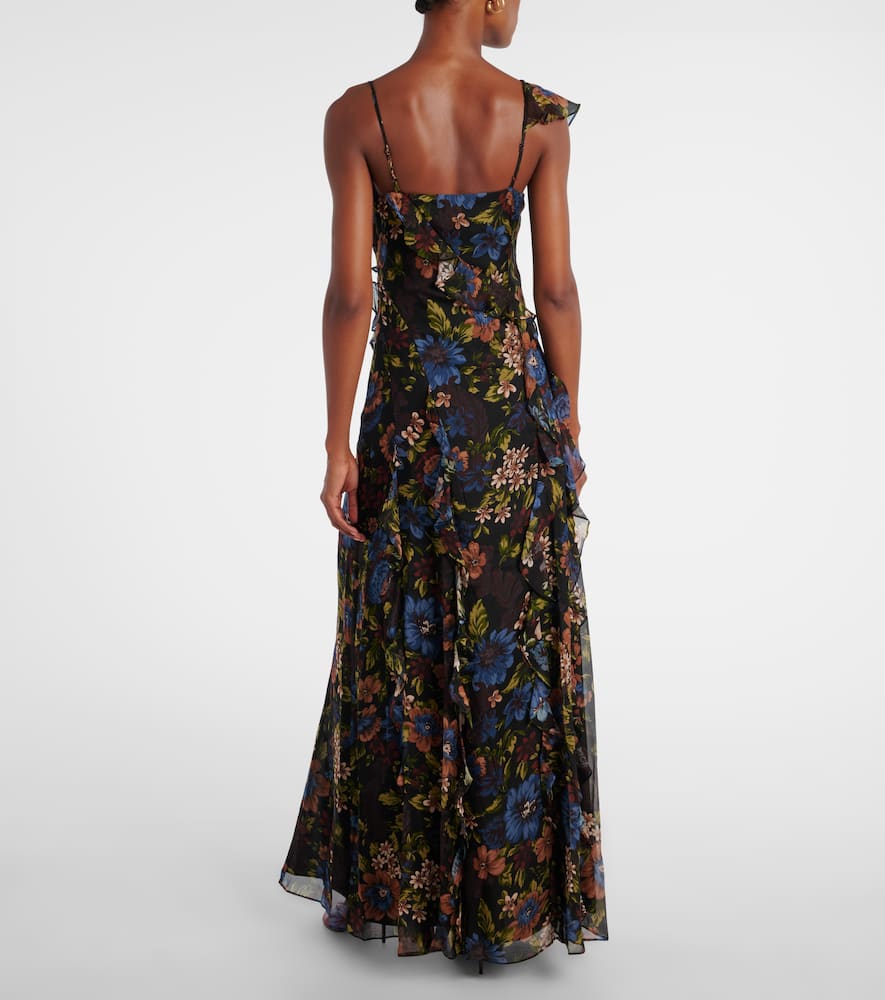 Madeline ruffled floral silk maxi dress
